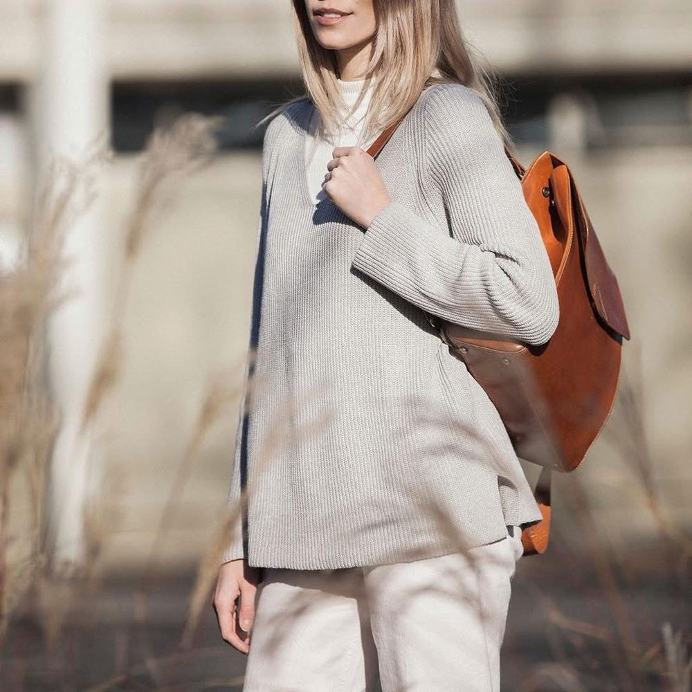 Bare Knitwear V-Neck Sweater in Light Gray - Picture 9 of 11